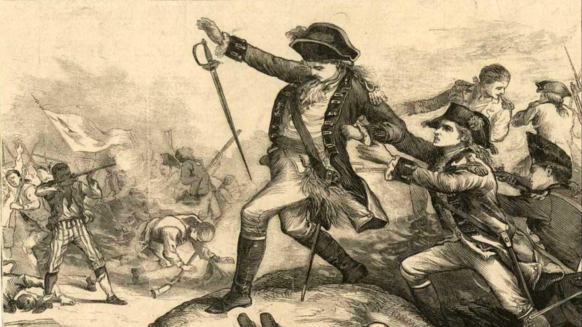  Illustration depicting the death of British Major John Pitcairn at the Battle of Bunker Hill.