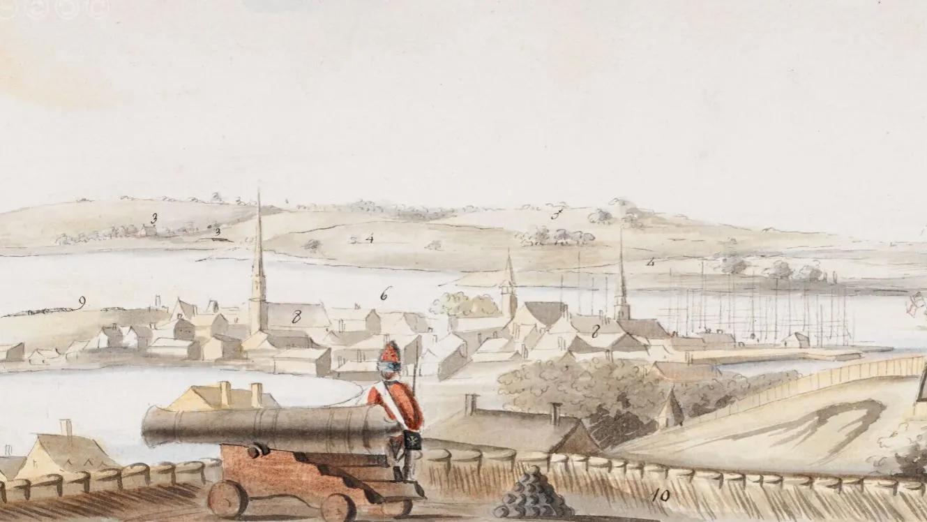 View from Noddle Island during the Battle of Chelsea Creek in Boston