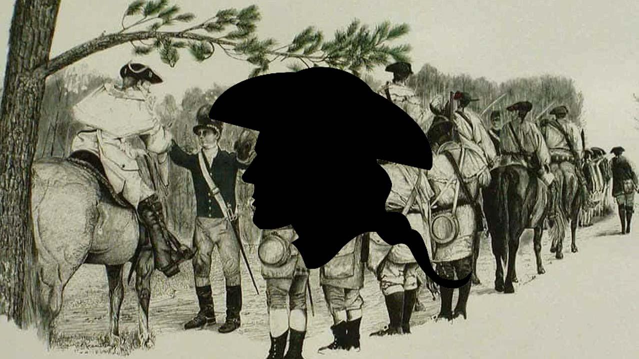 Generic Rev War Tricorn Guy over Pyle's Defeat Depiction