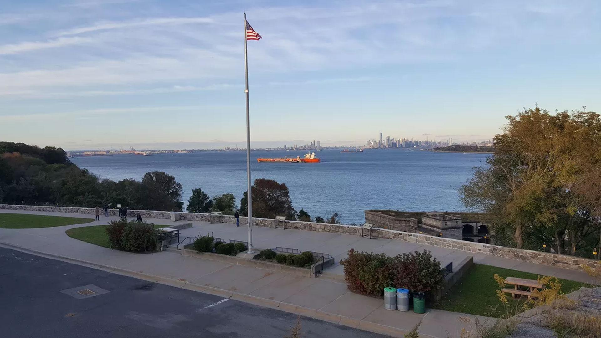 Shot of Fort Wadsworth overlooking the waters of New York