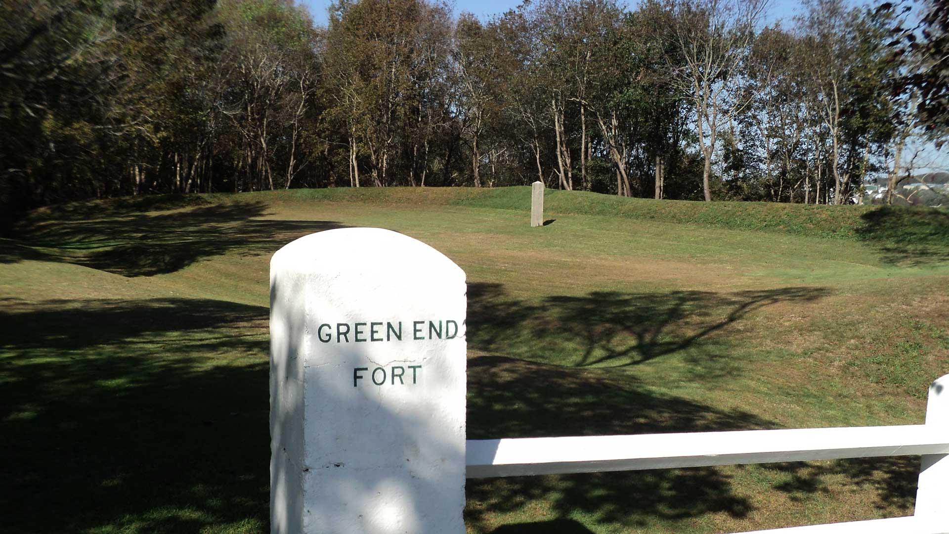 Stone marker denoting the location of Green End Fort