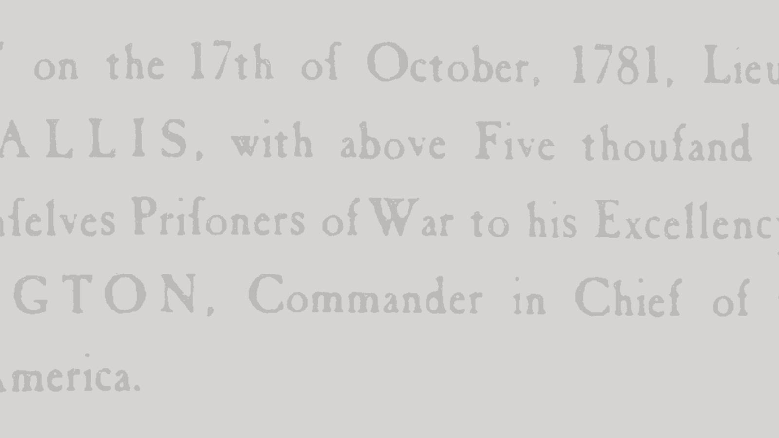 This is a text excerpt describing Cornwallis' surrender.
