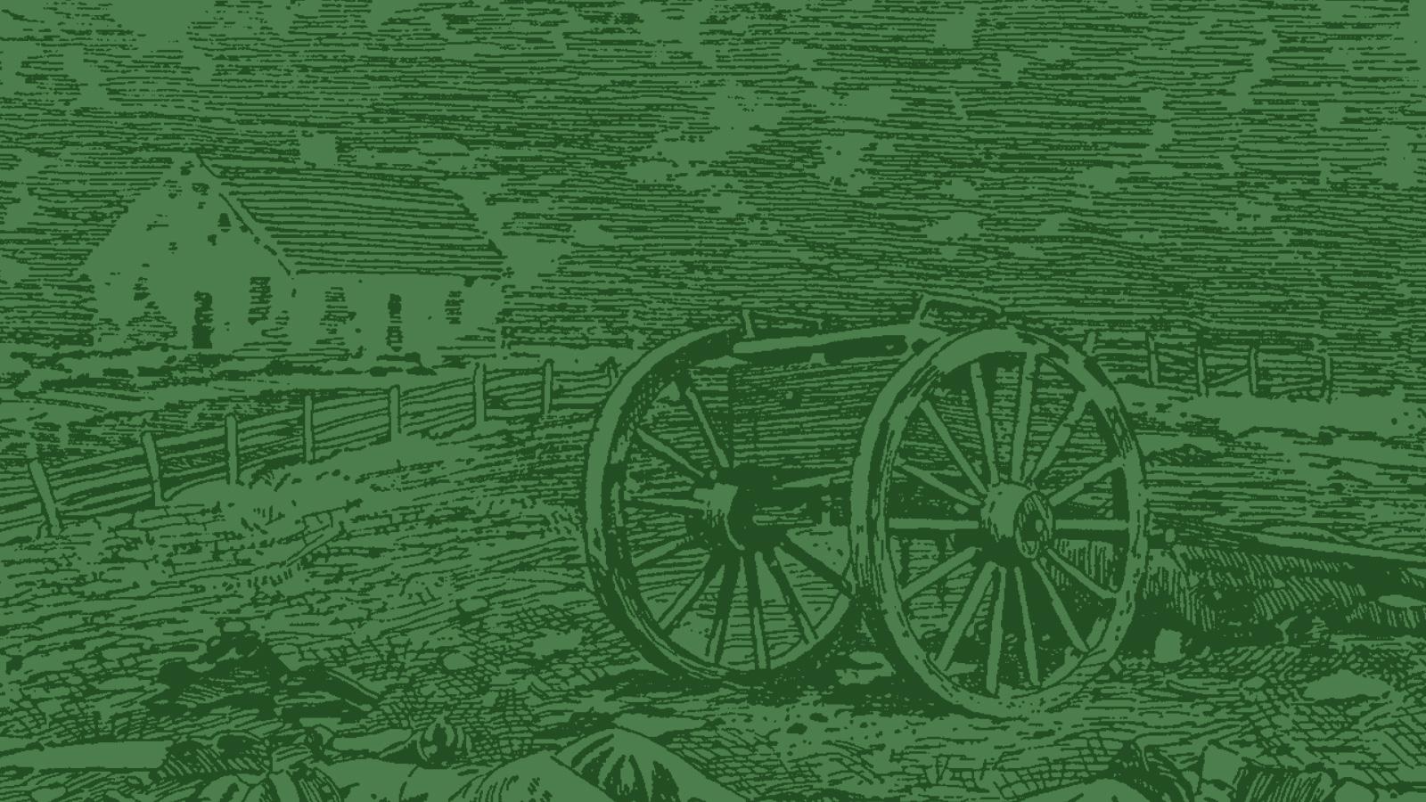 This is a sketch of a cannon stationed on a battlefield.
