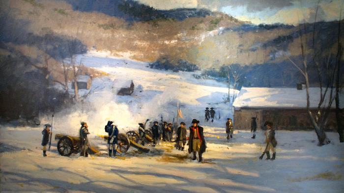 Painting of Henry Knox&#039;s Pluckemin Cantonment in New Jersey