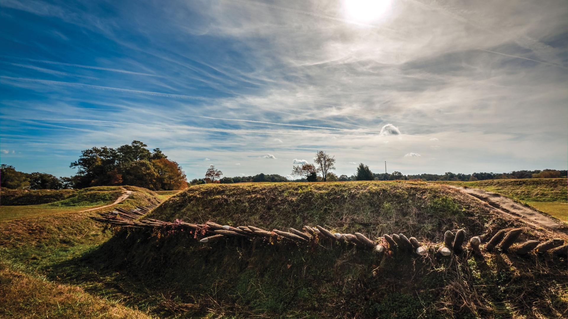 The recreated earthworks of Redoubt 9, Yorktown Battlefield