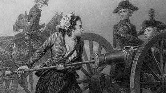 Molly Pitcher Loading a Cannon