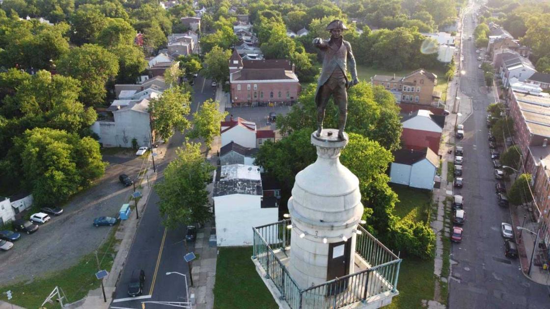 Aerial Shot of the Trenton Battle Monument