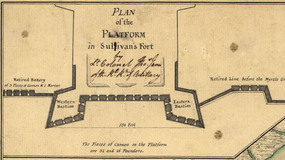 Detail of Fort Sullivan on Sullivan's Island from a Faden Map