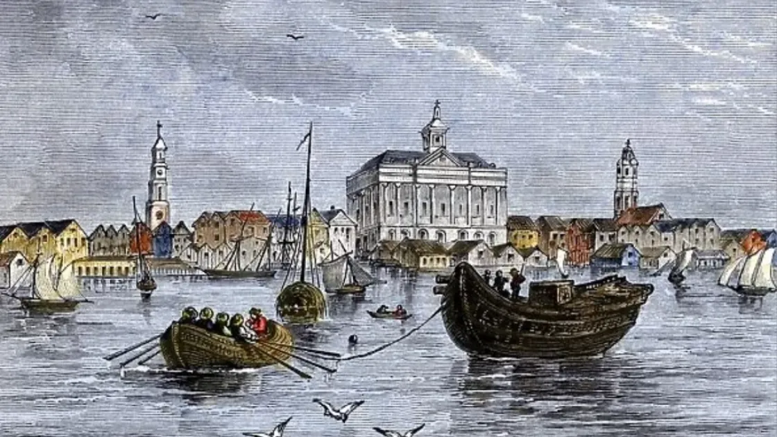 Colorized Engraving of Colonial Charleston, South Carolina