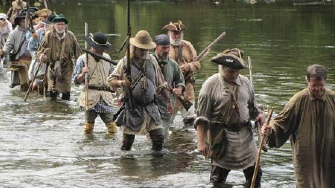 Overmountain Men Reenactors Crossing a River