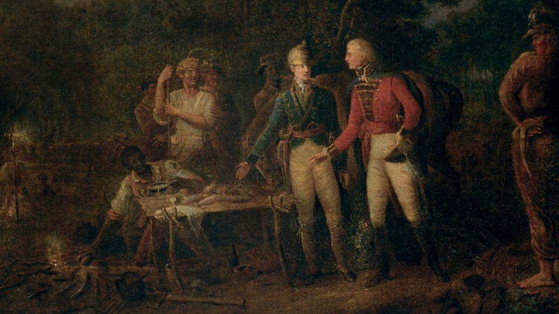 General Marion Inviting a British Officer to Share his Meal Painting