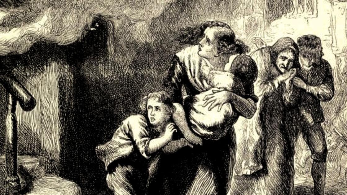 Burning of Norfolk Engraving Detail