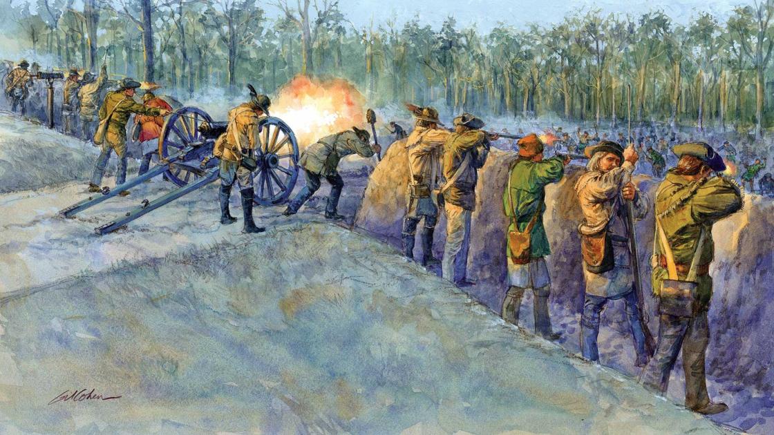 NPS Painting of the Moores Creek Bridge Earthworks in North Carolina