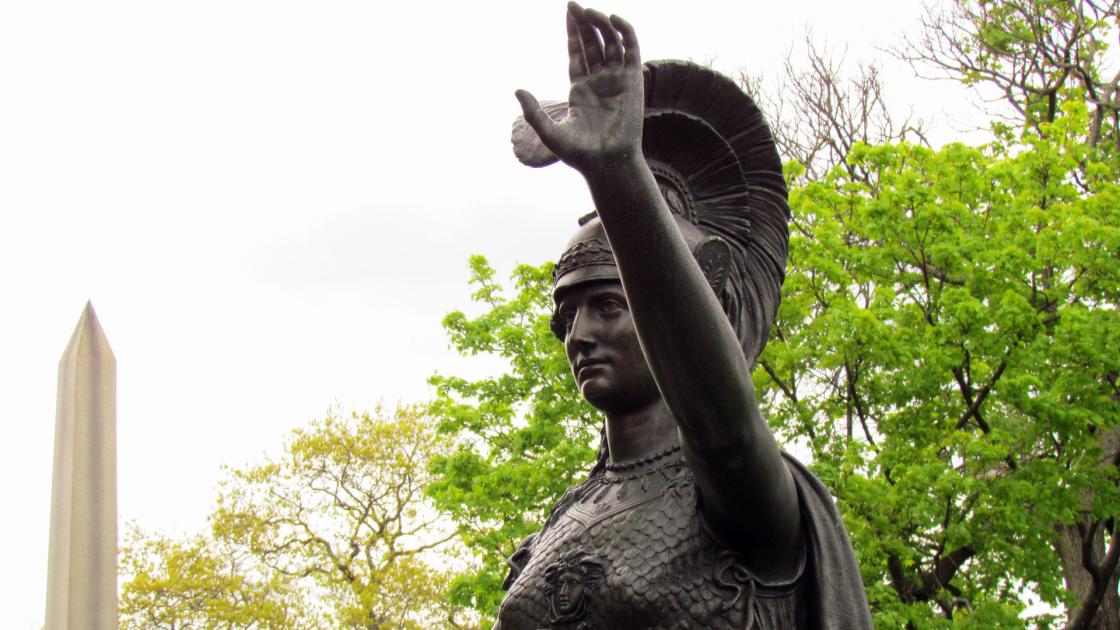 Photograph of the Minerva Statue at Green Wood Cemetery
