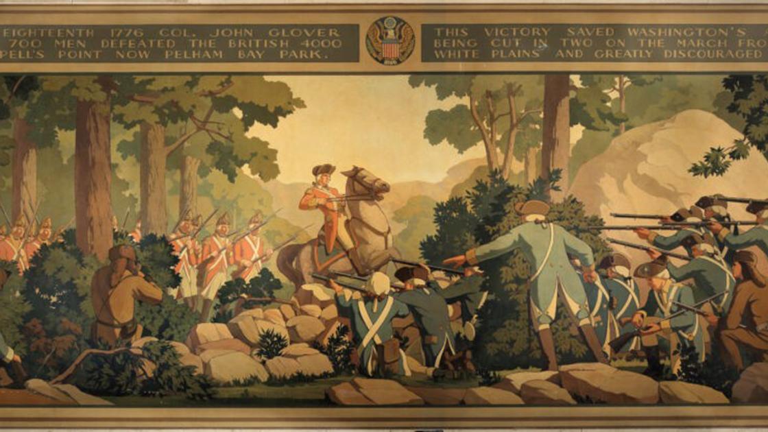 Mural in the Bronx Courthouse depicting the Battle of Pell's Point