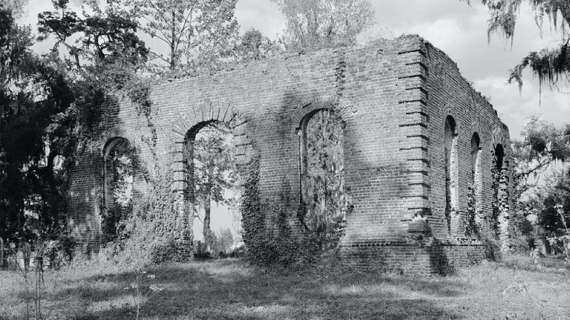 Biggin Church Ruins, photographed April 25, 1940